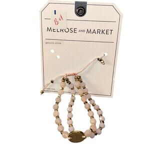 New Melrose and Market Pink Stone Bracelet Genuine Stone Slider Nickel Free